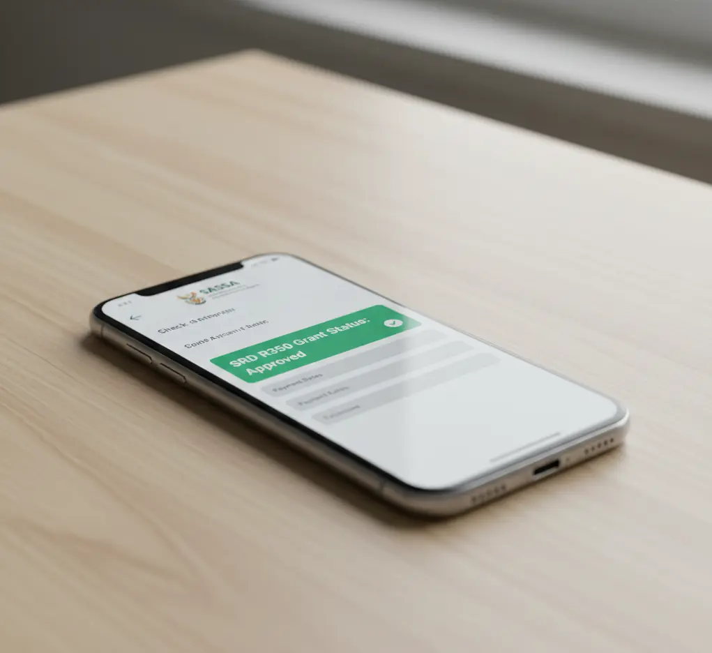 SASSA SRD R370 approved status displayed on smartphone screen confirming successful grant application