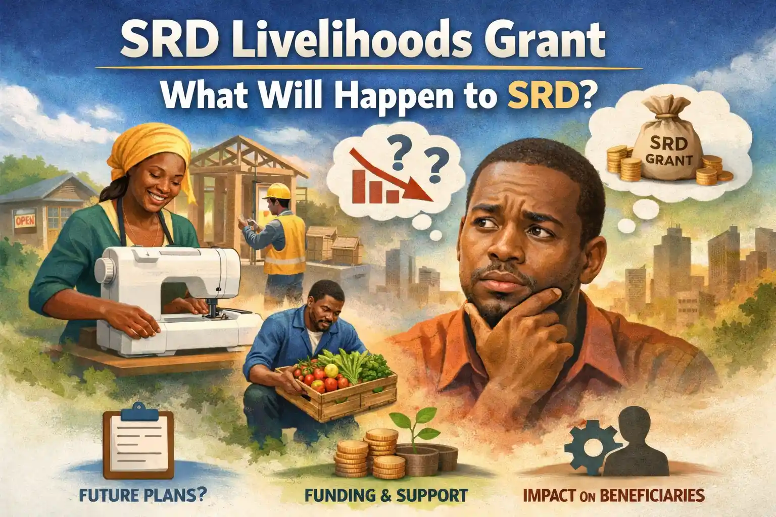 SRD Livelihoods Grant, SASSA SRD future, unemployment support and small business funding in South Africa.