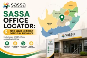 SASSA office locator map showing all 9 provinces in South Africa 2026