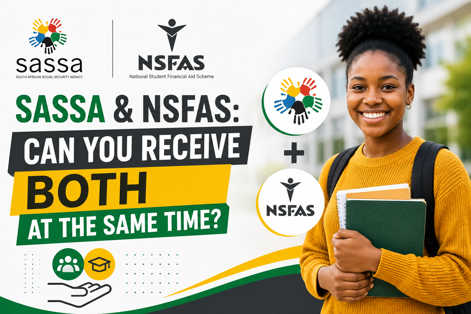 student holding SASSA card and NSFAS application form South Africa 2026