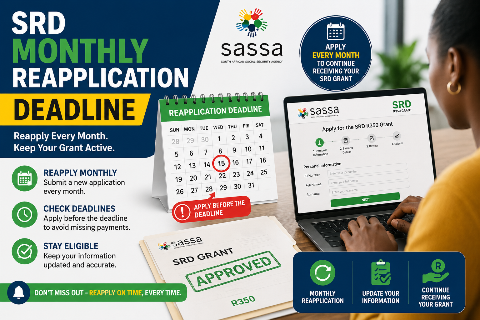 SRD Monthly Reapplication Deadline and SASSA grant renewal process online