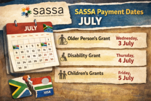 SASSA payment dates July 2026 official schedule calendar South Africa